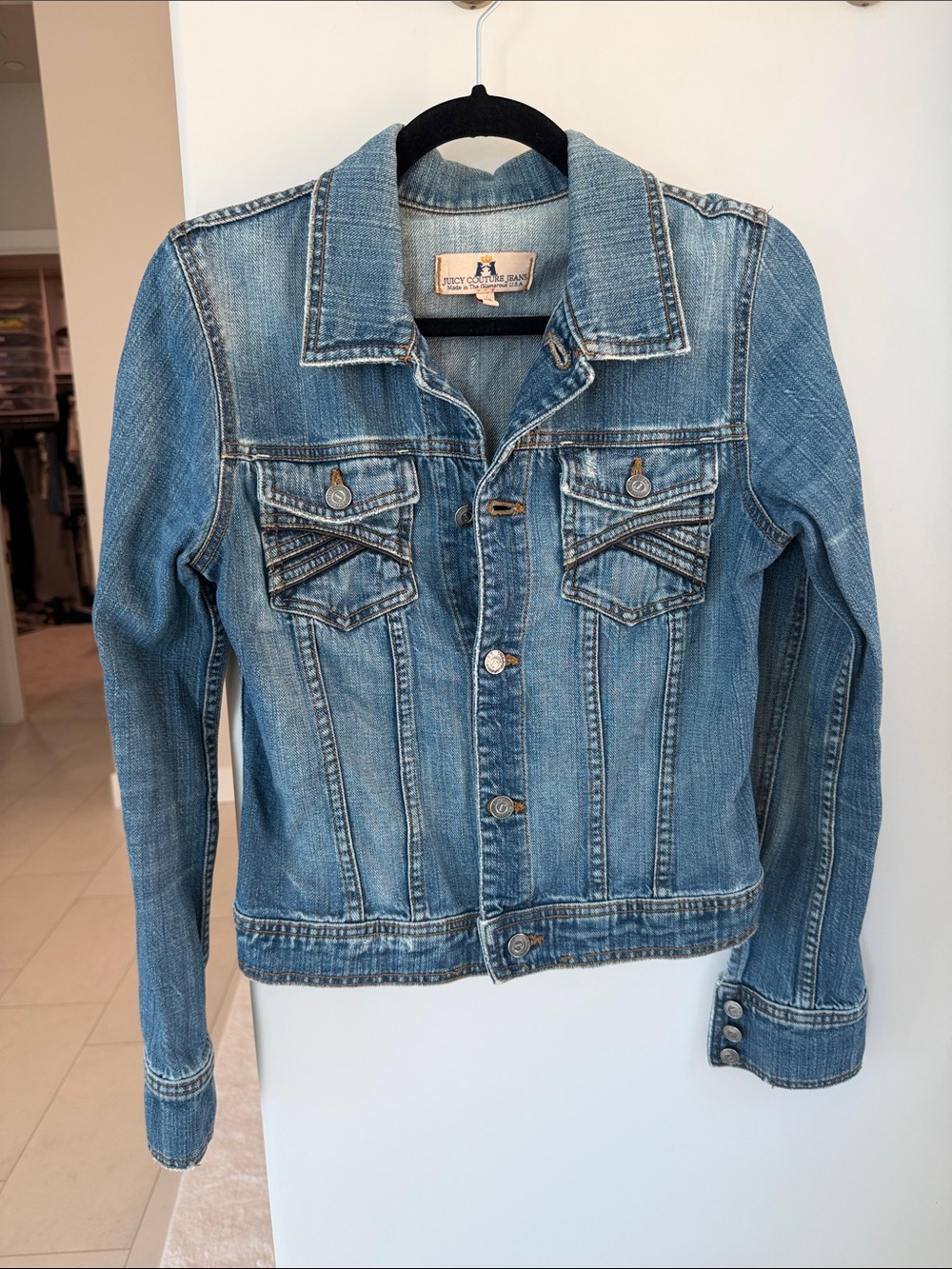 Juicy Couture Light Blue Denim Jacket with Embroidered Label